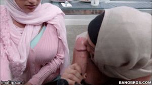 Two Muslims sluts worshipping the one true god, Almighty Cock