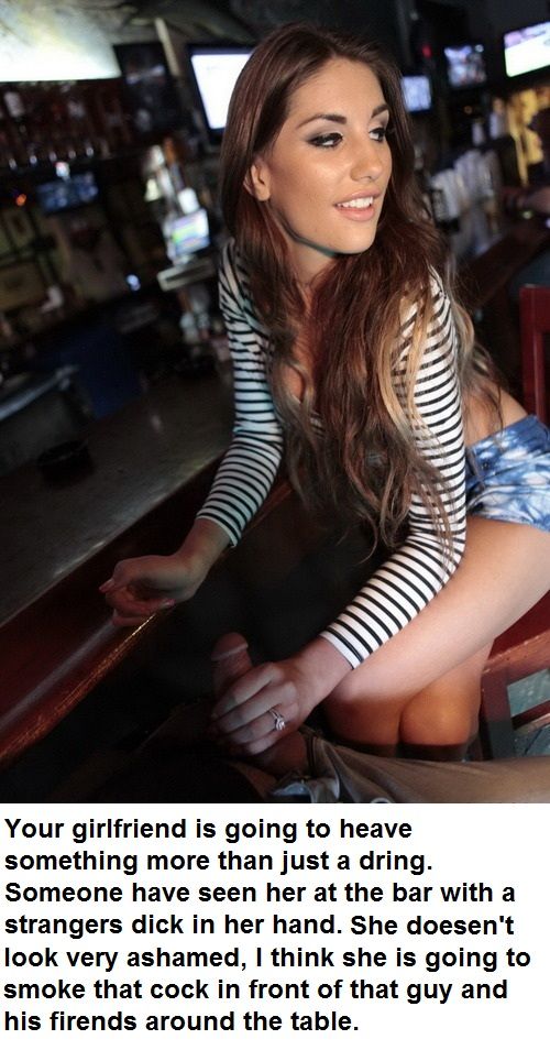 Slutty girlfirend is going to suck strangers cock at the pub.