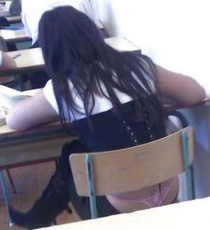 Another nice thong showing at school