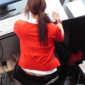 Studying with her thong out