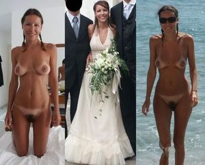 Bride in and out of her dress