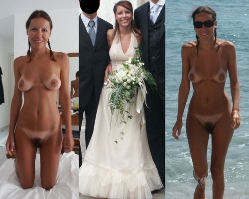 Bride in and out of her dress