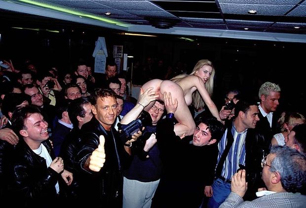 Nasty girl gets lifted by lots of men.