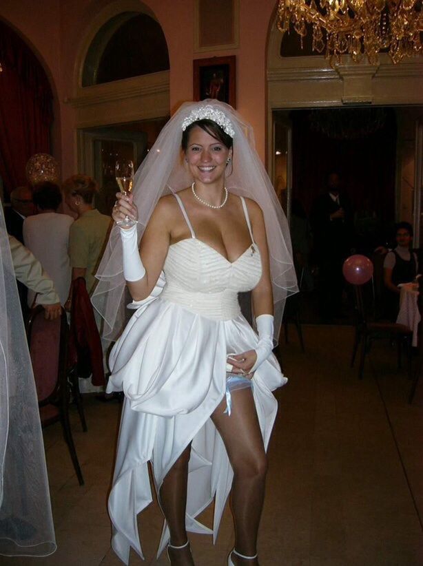 Big boob bride enjoying her day