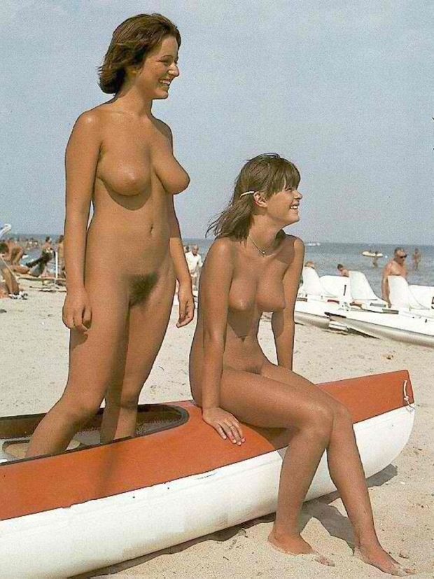 At the beach naked with mom