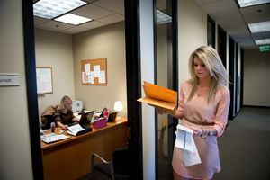 Hot blonde office chick