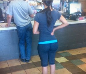 Big Ass In Yoga Pants Ordering Fast Food