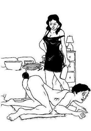 Woman punishes: paddle spanking, enema.