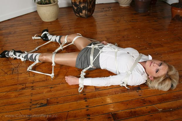 hot blonde tied to the floor
