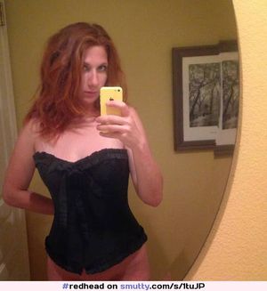 #redhead, #iphone_selfie, #corset