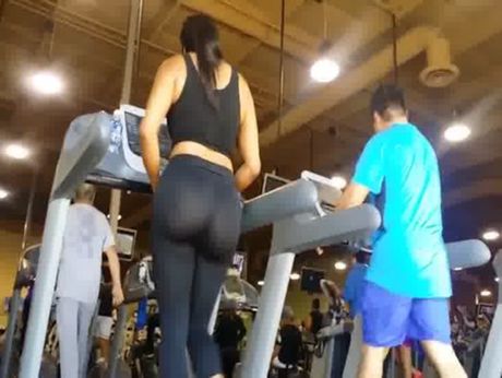 Candid Perfect Fat Ass See Thru on Treadmill