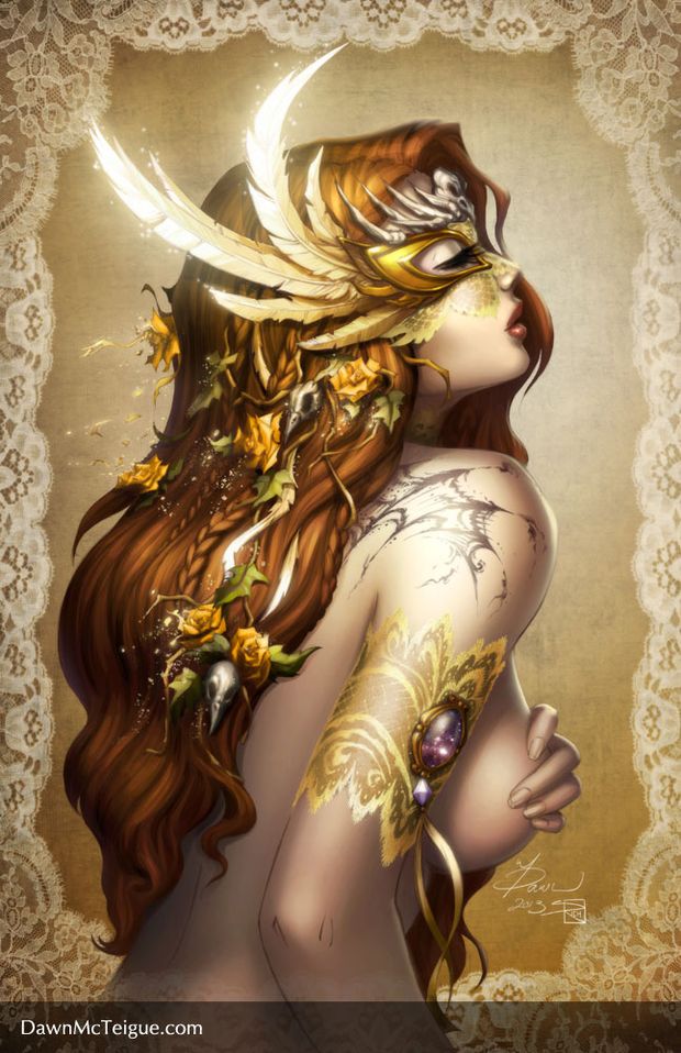 Southern Nightgown: Mask - Gold by Dawn-McTeigue