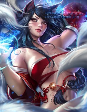 Sexy Ahri (nude censored) by sakimichan