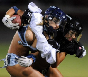 Lingerie football titty slip!