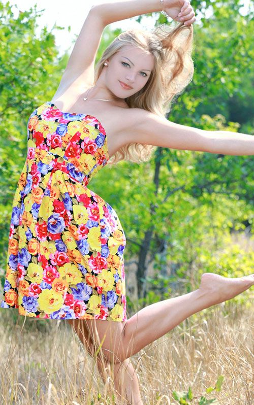 Beautiful flower skirt and blond girl