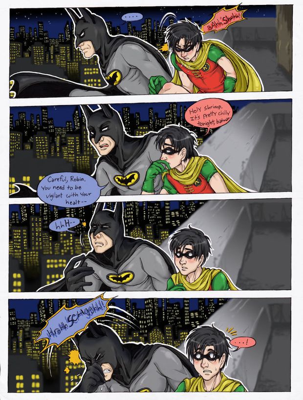 Batman & Robin sneezing