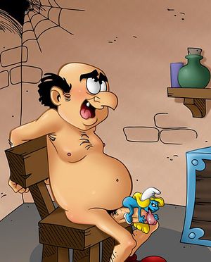 Smurfette caresses dick of Gargamel