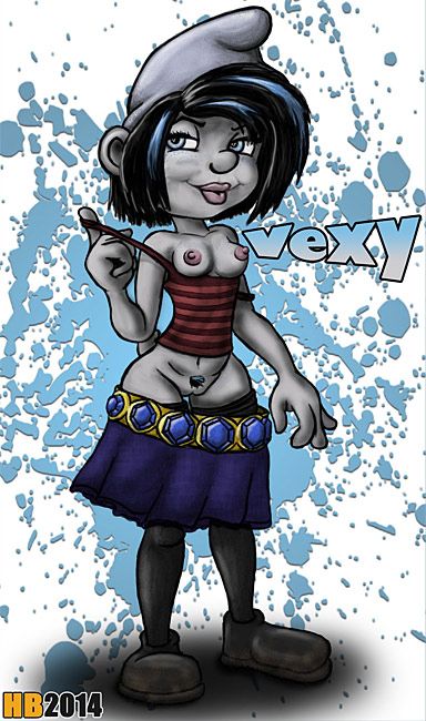 Vexy Smurf poses and masturbates