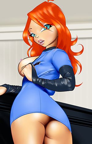 Bloom exposes breasts and bum