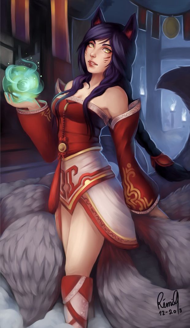 Commission #2 : League of Legends Ahri by acetea-san
