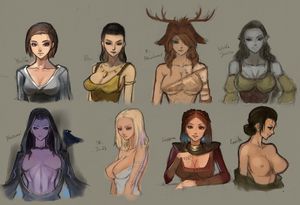 8girls alva breasts breton camilla_valerius dunmer forsworn jenassa jordis_the_sword_maiden nocturnal nord serana skyrim tagme the_elder_scrolls vampire ysolda