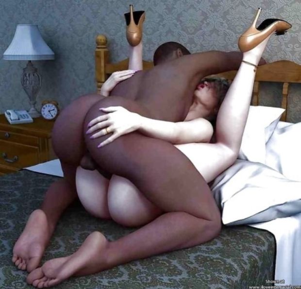 Grabbing head board while she grabs his ass for deep BBC fucking