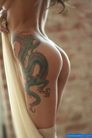 Sex Ink dragon on this super ass of this japan babe who love to be sex y in bed