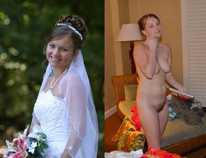 Bride in and out of her dress.