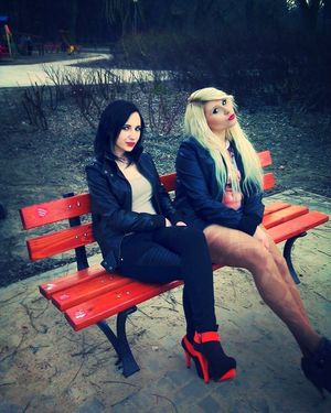 Two hot chicks waiting for horny guys