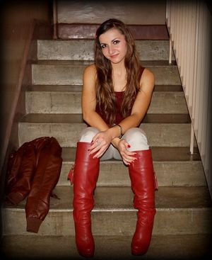 Kinky brunette is making a deal on a staircase, will she blow? ... will she only blow?