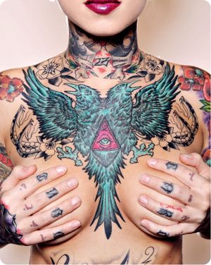 Tattoos blue bird amazing on this boobs of young babe