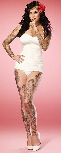 Retro tattoo babe with amazing tattoos on her body very cute girl
