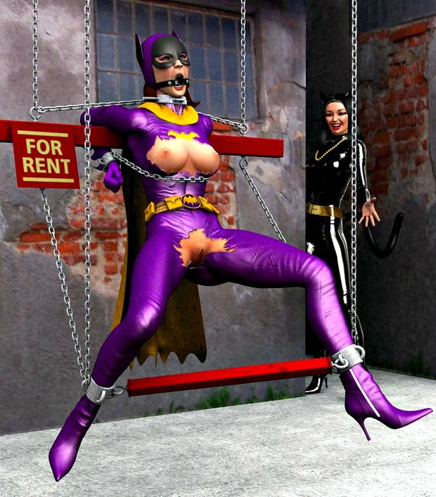 batgirl bondage breasts nipples pussy
