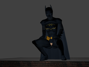 3d batgirl bodysuit cassandra_cain dc dcau jackalope17 latex mask pussy ripped_clothes skin_tight squatting super_hero