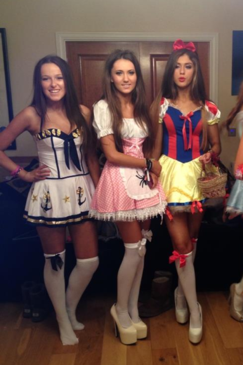 krissy4daddy:Couple of sexy daughters and me all dress up for the Halloween party.asking for it. all 3 of em.