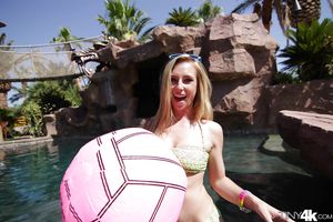 Teen babe with tight ass Taylor Whyte enjoys anal gape in pool fuck milf