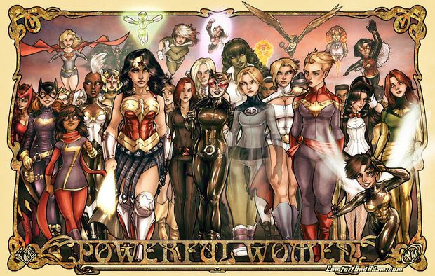 Women of DC and Marvel by AdamWithers