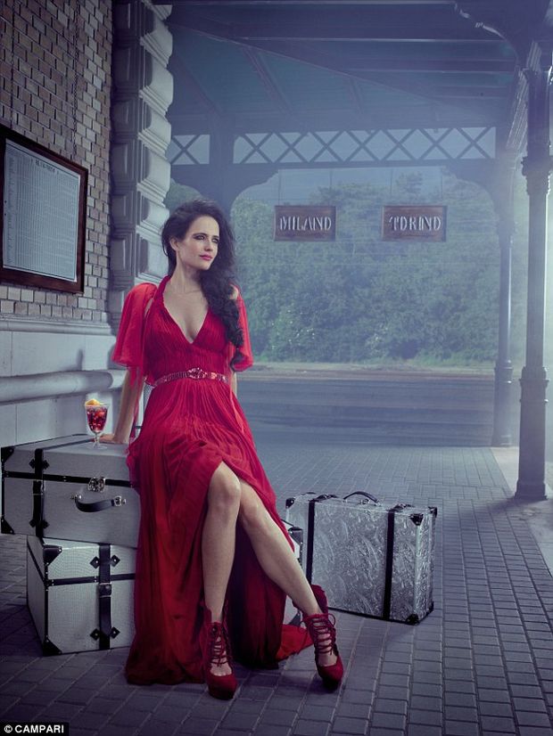 eva green in long red dress