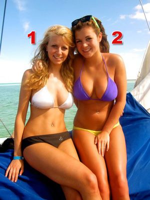 Two Bikini Hotties on a Boat
