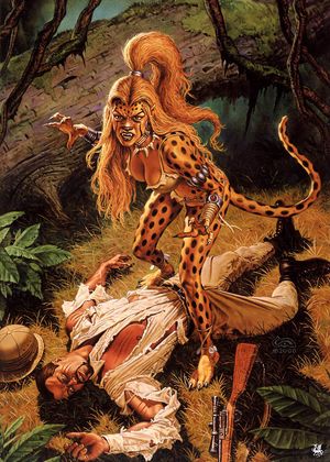 the hunter being hunted down by a beautiful cheetah woman and marked