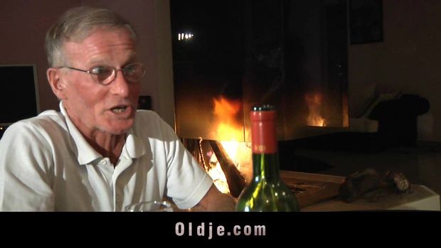 Two old guys give it to an amazing brunette teen