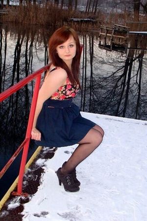 Hot chick in winter scenery