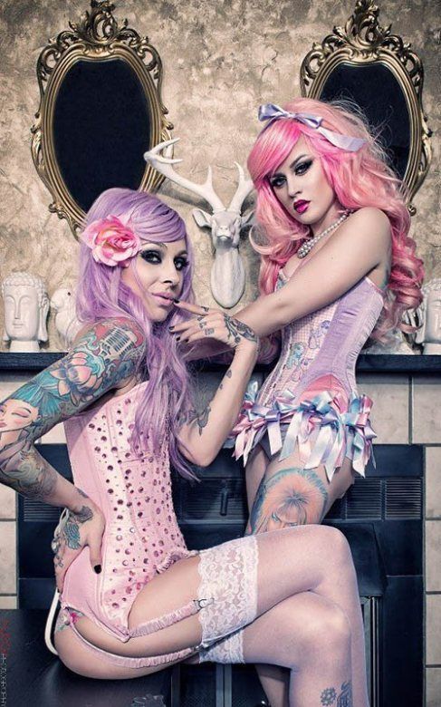Lesbian babes in lingerie very hot outfit retro stripper