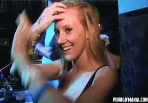 Sexy Blonde Girl Flashing Boobs In The Club