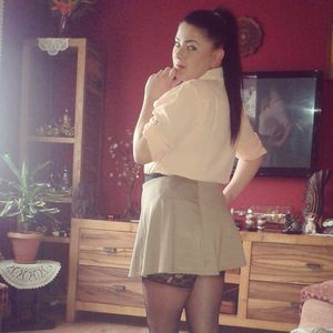 Properly chosen length of the skirt... to look like the real slut