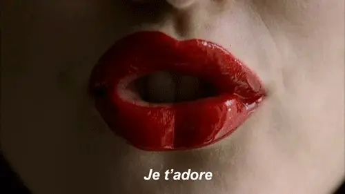 hot glossy red french lips gif
