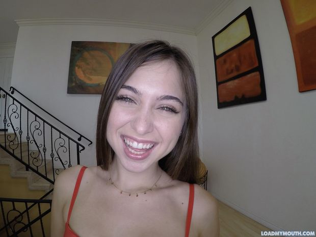 Riley Reid sucks cock and swallows cum for loadmymouth.