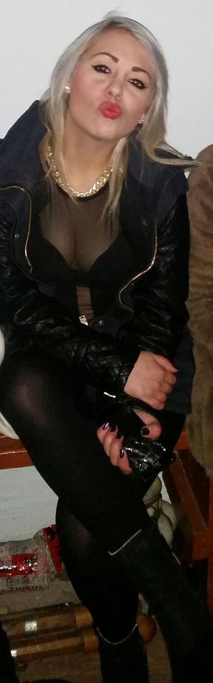 Hot blonde waiting to enter vip room