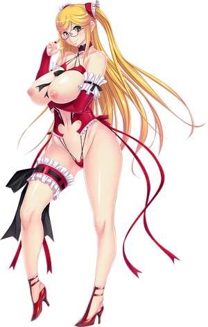 artist_request blonde_hair breasts female glasses huge_breasts kosaka_shizuru solo taimanin_yukikaze twintails