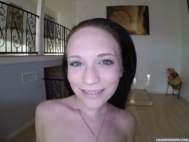 Nikki Silvia sucks cock and swallows cum for loadmymouth.